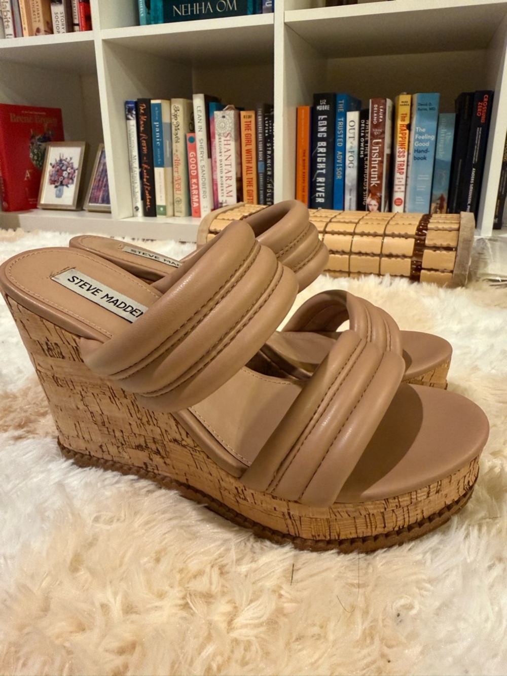 Steve Madden Cork Wedge Sandals – Size 9 – Neutral Tan